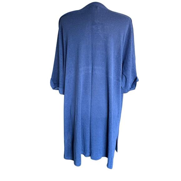 J. Jill Linen Blend Tunic Sweater Dress Blue S/S 2XL Coastal Quiet Luxury Preppy - Picture 4 of 11